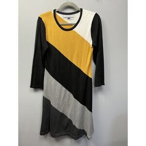 Marc New York Sweater Dress Womens Medium Black‎ Colorblock 3/4 Sleeve Knit